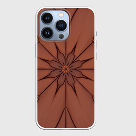 Чехол для iPhone 13 Pro с принтом Абстрактный цветок. Оранжевый. 1 29. в Кировске,  |  | abstraction | brown | flower | fractal | orange | pattern | абстракция | коричневый | оранжевый | узор | фрактал | цветок