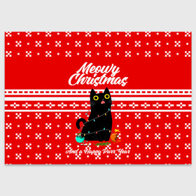 Поздравительная открытка с принтом MEOW | CHRISTMAS в Кировске, 100% бумага | плотность бумаги 280 г/м2, матовая, на обратной стороне линовка и место для марки
 | 2020 | 2021 | 2022 | christmas | meow | meowy christmas | merry | кот | леденец | мяу | нг | новогодний | новый год | олени | рождество | свитер | узоры