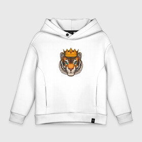 Детское худи Oversize хлопок с принтом Тигр в короне Tiger in the crown в Кировске, френч-терри — 70% хлопок, 30% полиэстер. Мягкий теплый начес внутри —100% хлопок | боковые карманы, эластичные манжеты и нижняя кромка, капюшон на магнитной кнопке | furry | low poly | tiger | восточный тигр | год тигра | кошка | лоу поли | тигр | тигренок | фурри | хищник