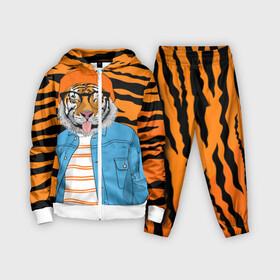 Детский костюм 3D с принтом Тигр фурри на стиле в Кировске,  |  | furry | tiger | восточный тигр | год тигра | кошка | лоу поли | тигр | тигренок | хищник