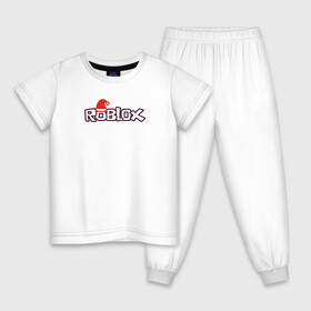 Детская пижама хлопок с принтом logo RobloX в Кировске, 100% хлопок |  брюки и футболка прямого кроя, без карманов, на брюках мягкая резинка на поясе и по низу штанин
 | игра | контур | логотип | надпись | шапка
