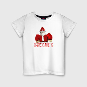 Детская футболка хлопок с принтом Санта Robloх в Кировске, 100% хлопок | круглый вырез горловины, полуприлегающий силуэт, длина до линии бедер | Тематика изображения на принте: игра | логотип | надпись | персонаж | санта