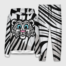 Женский костюм 3D (с толстовкой) с принтом Забавный Белый тигр в Кировске,  |  | tiger | белый тигр | восточный тигр | год тигра | кошка | тигр | тигренок | хищник