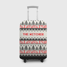 Чехол для чемодана 3D с принтом Свитер The Witcher. в Кировске, 86% полиэфир, 14% спандекс | двустороннее нанесение принта, прорези для ручек и колес | елки | надпись | орнамент | полосы | узор