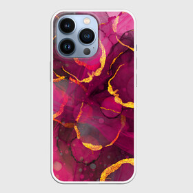 Чехол для iPhone 13 Pro с принтом Малиновое вино в Кировске,  |  | alcohol ink | pink | purple | wine | абстракция | акварель | бордо | бордовый | вино | золото | золотой | красный | круги | малиновый | пузыри | пурпурный | разводы | спиртовые чернила