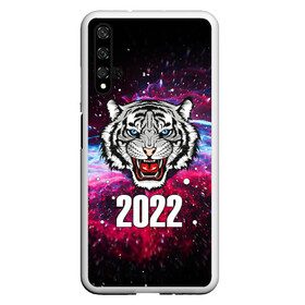 Чехол для Honor 20 с принтом ЧЁРНЫЙ ТИГР НОВЫЙ ГОД 2022   GRAY TIGER NEW YEAR в Кировске, Силикон | Область печати: задняя сторона чехла, без боковых панелей | 2022 | beast | merry christmas | new year | red bow | santa hat | snow | tiger | winter | winter is coming | year of the tiger | год тигра | дед мороз | животные | звери | зверь | зима | зима 2022 | зима близко | новог | новогодни