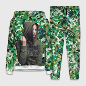 Женский костюм 3D (с толстовкой) с принтом Olga Buzova   camouflage в Кировске,  |  | beauty | camouflage | celebrity | girl | military | olga buzova | девушка | знаменитость | камуфляж | красавица | ольга бузова