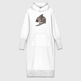 Платье удлиненное хлопок с принтом Спящая акула в Кировске,  |  | акулёнок | акуло собака | милаха | питомец | сон