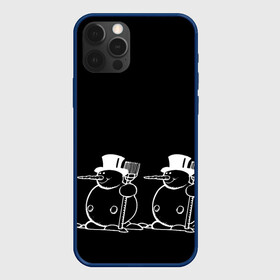 Чехол для iPhone 12 Pro Max с принтом Снеговик на черном фоне в Кировске, Силикон |  | snowman | зима | минимализм | новый год | снеговик