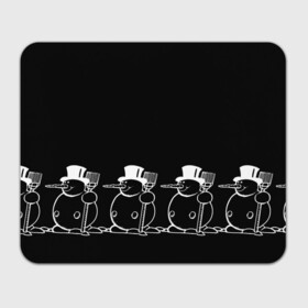 Прямоугольный коврик для мышки с принтом Снеговик на черном фоне в Кировске, натуральный каучук | размер 230 х 185 мм; запечатка лицевой стороны | snowman | зима | минимализм | новый год | снеговик