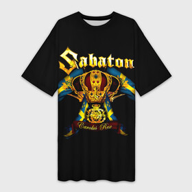 Платье-футболка 3D с принтом Carolus Rex  Sabaton в Кировске,  |  | battle metal | panzerkampf | primo victoria | sabaton | the art of war | the great war | атака мертвецов | бисмарк | войны | йоаким броден | латный ботинок | метал | ночные ведьмы | пауэр | рок группа | рыцарские доспехи | сабатон