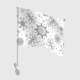 Флаг для автомобиля с принтом Паттерн из простых чёрных снежинок в Кировске, 100% полиэстер | Размер: 30*21 см | бесшовный | графика | зима | зимний | зимний паттерн | карандашом | паттерн | простые снежинки | снег | снегопад | снежинка | снежинки | чёрные снежинки | чёрный карандаж