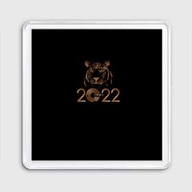 Магнит 55*55 с принтом 2022 Tiger Bronze Theme в Кировске, Пластик | Размер: 65*65 мм; Размер печати: 55*55 мм | Тематика изображения на принте: 2022 | год тигра | нг | новый год | подарки на новый год | праздник | рождество | тигр