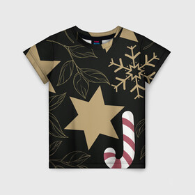 Детская футболка 3D с принтом Новогоднее Настроение (Звезды) в Кировске, 100% гипоаллергенный полиэфир | прямой крой, круглый вырез горловины, длина до линии бедер, чуть спущенное плечо, ткань немного тянется | 2022 | елочные игрушки | звезды | новогоднее настроение | новый год | новый год 2022