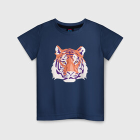 Детская футболка хлопок с принтом Тигра оранжевый в Кировске, 100% хлопок | круглый вырез горловины, полуприлегающий силуэт, длина до линии бедер | Тематика изображения на принте: 2022 | blue water tiger | год тигра | дедмороз | ёлка | кошка | новыйгод | полосатый год | синий тигр | тигриный новый год | черный тигра