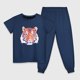 Детская пижама хлопок с принтом Тигра оранжевый в Кировске, 100% хлопок |  брюки и футболка прямого кроя, без карманов, на брюках мягкая резинка на поясе и по низу штанин
 | Тематика изображения на принте: 2022 | blue water tiger | год тигра | дедмороз | ёлка | кошка | новыйгод | полосатый год | синий тигр | тигриный новый год | черный тигра
