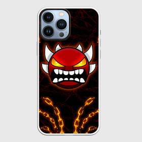 Чехол для iPhone 13 Pro Max с принтом GEOMETRY DASH ДЕМОН В ЦЕПЯХ ОГОНЬ в Кировске,  |  | 2d | arcade | demon | fire | flame | game | geometry dash | meltdown | robtop | smile | аркада | геометрический тире | демон | демон в цепях | огонь | пламя | раннер | смайлы | цепи | эмоции