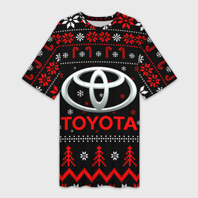 Платье-футболка 3D с принтом TOYOTA, ТОЙОТА НОВОГОДНИЙ в Кировске,  |  | 2021 | 2022 | auto | christmas | merry | merry christmas | new year | snow | sport | toyota | ug | winter | авто | автомобиль | автомобильные | бренд | зима | марка | машины | новогодний | новогодняя | новый год | рождественский | рождество