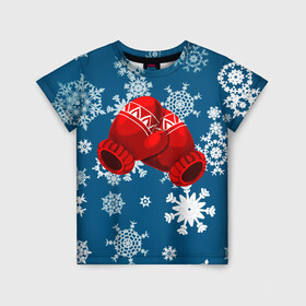 Детская футболка 3D с принтом ЗИНИИ ПЕРЧАТКИ ОТ ХОЛОДА в Кировске, 100% гипоаллергенный полиэфир | прямой крой, круглый вырез горловины, длина до линии бедер, чуть спущенное плечо, ткань немного тянется | blue | cold | from | gloves | ice | new | red | snow | snowflakes | winter | year | год | зима | зинии | красный | лед | новый | от | перчатки | синий | снег | снежинки | холод | холода