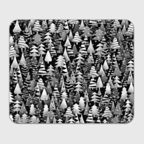 Прямоугольный коврик для мышки с принтом Лес абстрактных ёлок в Кировске, натуральный каучук | размер 230 х 185 мм; запечатка лицевой стороны | Тематика изображения на принте: абстракция | ёлка | ель | лес | новогодний | новый год | паттерн | рождество | снег | снежинки | чернобелый