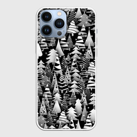 Чехол для iPhone 13 Pro Max с принтом Лес абстрактных ёлок в Кировске,  |  | абстракция | ёлка | ель | лес | новогодний | новый год | паттерн | рождество | снег | снежинки | чернобелый