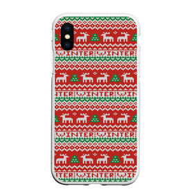 Чехол для iPhone XS Max матовый с принтом Deer Christmas Pattern в Кировске, Силикон | Область печати: задняя сторона чехла, без боковых панелей | Тематика изображения на принте: background | christmas | christmas pattern | deer | herringbone | holiday | knitted pattern | new year | pattern | texture | tree | вязаный узор | елка | елочка | новогодний узор | новый год | олени | паттерн | праздник | рождество | текстура | узор | фон