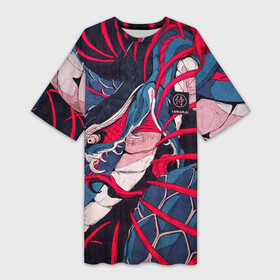 Платье-футболка 3D с принтом Самурай (Якудза, змей, скелет) в Кировске,  |  | графити | дракон | змей | иероглиф | китай | китайский | самурай | скелет | тату | татуировка | текстура | якудза | япония
