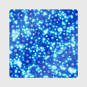 Магнит виниловый Квадрат с принтом Сверкающие снежинки в Кировске, полимерный материал с магнитным слоем | размер 9*9 см, закругленные углы | Тематика изображения на принте: blue | christmas | cold | ice | new year | snow | snowflakes | stars | winter | блеск | звезды | зима | зимний орнамент | иней | космические снежинки | кристаллы | лед | мороз | новогодний узор | новый год | подарок | рождество