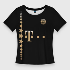 Женская футболка 3D Slim с принтом Bayern Lewandowski Black Theme в Кировске,  |  | bavaria | bayern | lewandowski | бавария | германия | левандовски | лига чемпионов | мюнхен | польша | футбол