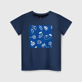 Детская футболка хлопок с принтом Простой НГ паттерн в Кировске, 100% хлопок | круглый вырез горловины, полуприлегающий силуэт, длина до линии бедер | нг | новогодний | новый год | паттерн | праздничный | рождество | синий