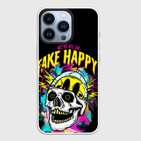 Чехол для iPhone 13 Pro с принтом Fake Happy Фальшивое счастье в Кировске,  |  | fake happy | happy | пестрый дым | фальшивое счастье | череп