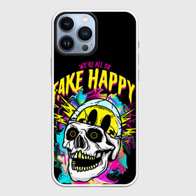 Чехол для iPhone 13 Pro Max с принтом Fake Happy Фальшивое счастье в Кировске,  |  | fake happy | happy | пестрый дым | фальшивое счастье | череп
