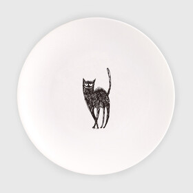 Тарелка с принтом Рисованная кошка в Кировске, фарфор | диаметр - 210 мм
диаметр для нанесения принта - 120 мм | Тематика изображения на принте: black | cat | кот | рисунок | черный