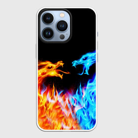 Чехол для iPhone 13 Pro с принтом FIRE DRAGONS    ОГНЕННЫЕ ДРАКОНЫ в Кировске,  |  | blue fire | dragons | fire | горит | дракон | огонь | плямя | свет | синий