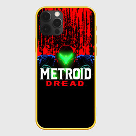 Чехол для iPhone 12 Pro с принтом Metroid Dread Самус Аран и потеки крови в Кировске, силикон | область печати: задняя сторона чехла, без боковых панелей | Тематика изображения на принте: aran | dread | mercurysteam | metroid | nintendo | samus | samus aran | самус аран