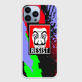 Чехол для iPhone 13 Pro Max с принтом La Casa de Papel Resist. в Кировске,  |  | bella ciao | berlin | bum bum ciao | dali | la casa de papel | money heist | nairobi | netflix | professor | resisten | somos la resistencia | tokyo | белла чао | берлин | бум бум чао | бумажный дом | дали | лиссабон | маска дали | наироби |