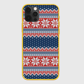 Чехол для iPhone 12 Pro с принтом Knitted Pattern в Кировске, силикон | область печати: задняя сторона чехла, без боковых панелей | Тематика изображения на принте: background | christmas | holiday | knitted pattern | new year | pattern | snowflakes | texture | вязаный узор | новый год | паттерн | праздник | рождество | снежинки | текстура | узор | фон