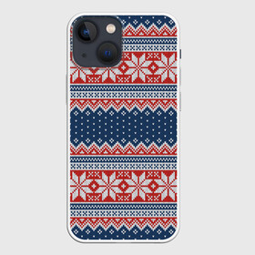 Чехол для iPhone 13 mini с принтом Knitted Pattern в Кировске,  |  | Тематика изображения на принте: background | christmas | holiday | knitted pattern | new year | pattern | snowflakes | texture | вязаный узор | новый год | паттерн | праздник | рождество | снежинки | текстура | узор | фон