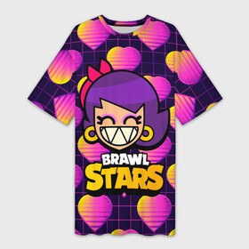 Платье-футболка 3D с принтом Brawl Stars Лола и сердечки в Кировске,  |  | brawl | brawl stars | brawlstars | lola | бравл | бравлстарс | лола | лоли | разрушитель