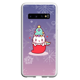 Чехол для Samsung Galaxy S10 с принтом Happy New Year 2022. Сat 1 в Кировске, Силикон | Область печати: задняя сторона чехла, без боковых панелей | Тематика изображения на принте: 2022 | 22 | cat | happy new year | holiday | new year | гирлянда | кот | котенок | новый год | праздник | рождество