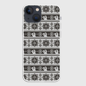 Чехол для iPhone 13 mini с принтом Squirrel Pattern в Кировске,  |  | background | christmas | hearts | holiday | knitted pattern | new year | pattern | snowflakes | squirrel | texture | белка | вязаный узор | новый год | паттерн | праздник | рождество | сердечки | снежинки | текстура | узор | фон