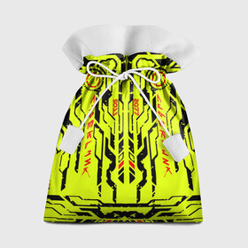 Подарочный 3D мешок с принтом Cyberpunk 2077 YELLOW в Кировске, 100% полиэстер | Размер: 29*39 см | Тематика изображения на принте: будущее | жолтый | киберпанк | минимализм | полосы | схемы