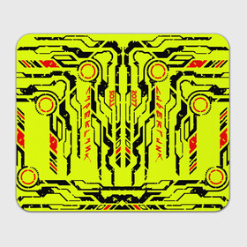 Прямоугольный коврик для мышки с принтом Cyberpunk 2077 YELLOW в Кировске, натуральный каучук | размер 230 х 185 мм; запечатка лицевой стороны | Тематика изображения на принте: будущее | жолтый | киберпанк | минимализм | полосы | схемы