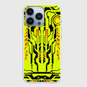 Чехол для iPhone 13 Pro с принтом Cyberpunk 2077 YELLOW в Кировске,  |  | будущее | жолтый | киберпанк | минимализм | полосы | схемы