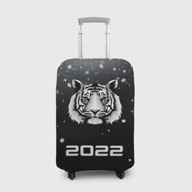 Чехол для чемодана 3D с принтом Новогодний тигр символ 2022. в Кировске, 86% полиэфир, 14% спандекс | двустороннее нанесение принта, прорези для ручек и колес | 2022 | merry christmas | год тигра | зима близко | нг | новогодний | новогодний тигр | новогодняя символика | новый год | новый год 2022 | рождество | символ 2022 года | снег | снежинки | тигр