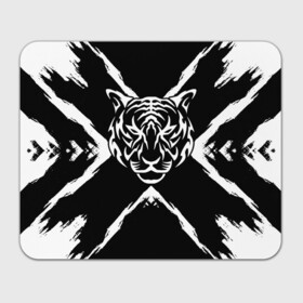 Прямоугольный коврик для мышки с принтом Tiger Black & White Черно-белый Тигр в Кировске, натуральный каучук | размер 230 х 185 мм; запечатка лицевой стороны | cat | tiger | год тигра | зверь | кошка | символ года | тигр | хищник