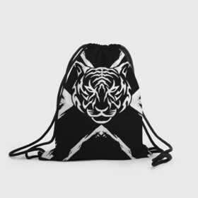 Рюкзак-мешок 3D с принтом Tiger Black & White Черно-белый Тигр в Кировске, 100% полиэстер | плотность ткани — 200 г/м2, размер — 35 х 45 см; лямки — толстые шнурки, застежка на шнуровке, без карманов и подкладки | cat | tiger | год тигра | зверь | кошка | символ года | тигр | хищник