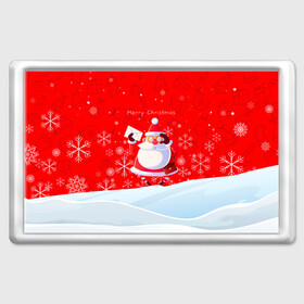 Магнит 45*70 с принтом Дед Мороз с подарочным конвертом. в Кировске, Пластик | Размер: 78*52 мм; Размер печати: 70*45 | 2022 | merry christmas | год тигра | дед мороз | зима близко | мороз | нг | новогодний | новогодний тигр | новогодняя символика | новый год | новый год 2022 | рождество | символ 2022 года | снег | снежинки | тигр