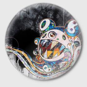 Значок с принтом Стрит-арт Такаси Мураками в Кировске,  металл | круглая форма, металлическая застежка в виде булавки | картина | мураками | такаси мураками | такаши мураками | такеши мураками | японская живопись | японское искусство