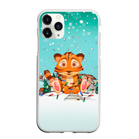 Чехол для iPhone 11 Pro Max матовый с принтом Тигренок запутался в гирляндах в Кировске, Силикон |  | 2022 | год тигра | новый год | новый год 2022 | символ года | тигр | тигренок | тигрица | тигры